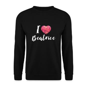I Love Beatrice - Unisex Pullover - Schwarz - Vorne - Alina (178cm) & Michal (187cm)