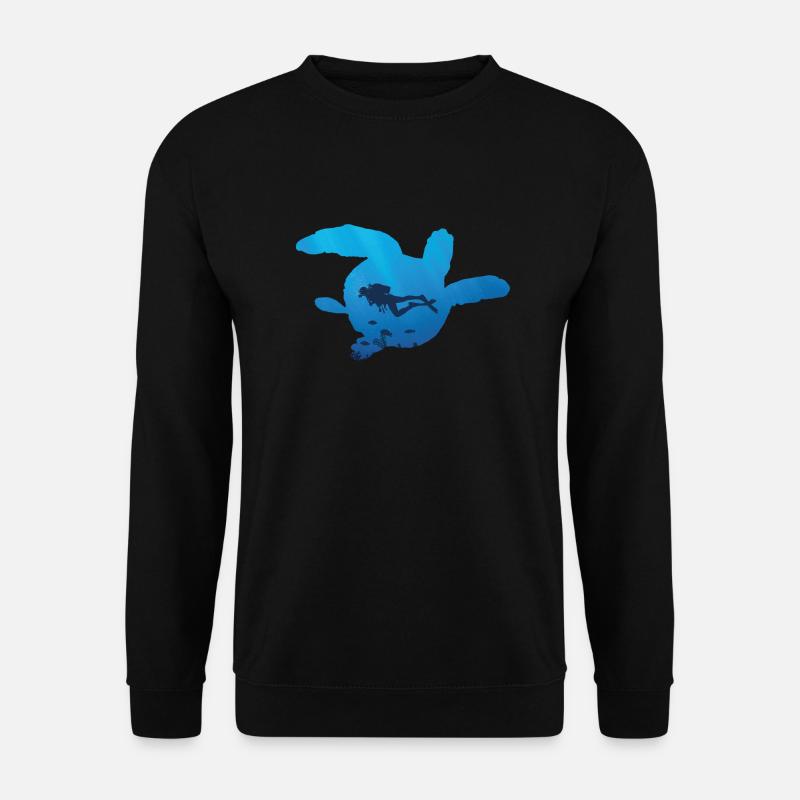 Schildkröte und Taucher - Unisex Pullover - Schwarz