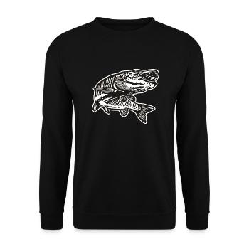Hecht mit kontur - Unisex Pullover - Schwarz - Vorne - Alina (178cm) & Michal (187cm)