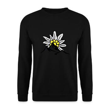 bergpanorama_mit_aufgehender_edelweissso - Unisex Pullover - Schwarz - Vorne - Alina (178cm) & Michal (187cm)