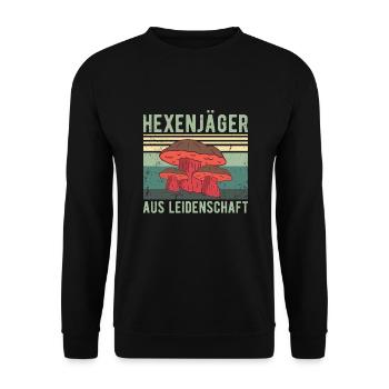 Pilze HEXENJÄGER Hexenröhrlinge - Unisex Pullover - Schwarz - Vorne - Alina (178cm) & Michal (187cm)