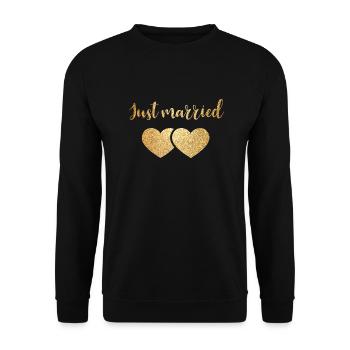 just married 2hearts - Unisex Sweatshirt - black - Front - Alina (178cm) & Michal (187cm)