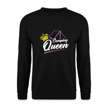Camping queen saying with crown tent - Unisex Sweatshirt - black - Front - Alina (178cm) & Michal (187cm)