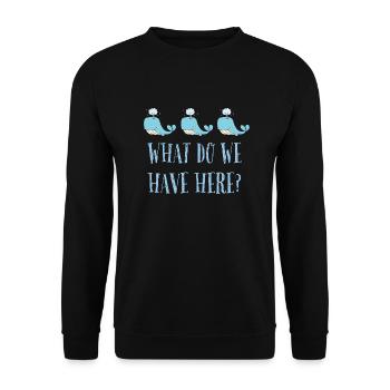 Wal Wal Wal Wal, was haben wir denn hier... - Unisex Pullover - Schwarz - Vorne - Alina (178cm) & Michal (187cm)