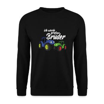 Ich werde großer Bruder Traktor Trecker Sohn - Unisex Pullover - Schwarz - Vorne - Alina (178cm) & Michal (187cm)