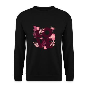 Love love pattern Beautiful flowers plants flower - Unisex Sweatshirt - black - Front - Alina (178cm) & Michal (187cm)
