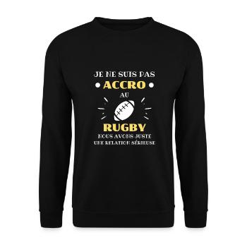 t shirt humour rugby homme accro au rugby rugbyman - Sweat-shirt Unisexe - noir - Devant - Alina (178cm) & Michal (187cm)