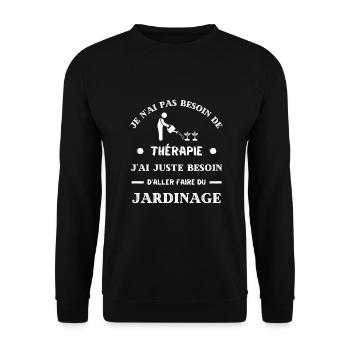 t shirt humour jardin therapie jardinage jardinier - Sweat-shirt Unisexe - noir - Devant - Alina (178cm) & Michal (187cm)