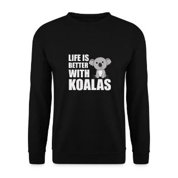Life is better with koalas doux koala - Sweat-shirt Unisexe - noir - Devant - Alina (178cm) & Michal (187cm)