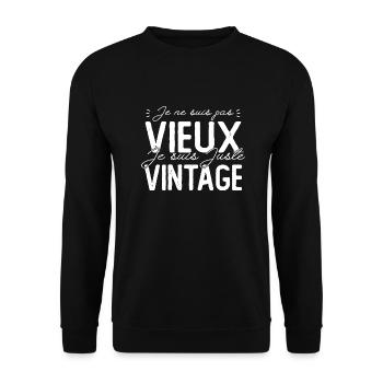 Je ne suis pas vieux je suis juste vintage - Sweat-shirt Unisexe - noir - Devant - Alina (178cm) & Michal (187cm)