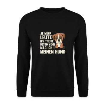 Hund Boxer mag keine Menschen süße Hunde - Unisex Pullover - Schwarz - Vorne - Alina (178cm) & Michal (187cm)