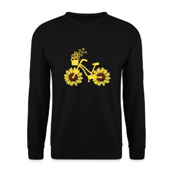Fahrrad Sonnenblume Radfahren Hippie Sommer Urlaub - Unisex Pullover - Schwarz - Vorne - Alina (178cm) & Michal (187cm)