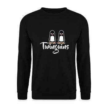 cute penguins twins pun - Unisex Sweatshirt - black - Front - Alina (178cm) & Michal (187cm)