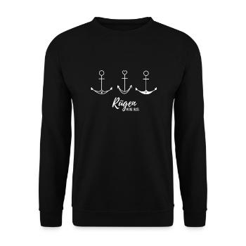 Anker mit Herzen Insel Rügen Ostsee - Unisex Pullover - Schwarz - Vorne - Alina (178cm) & Michal (187cm)