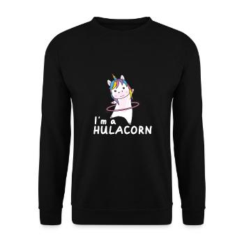 im a hulacorn lustig Sport machen huller - Unisex Pullover - Schwarz - Vorne - Alina (178cm) & Michal (187cm)