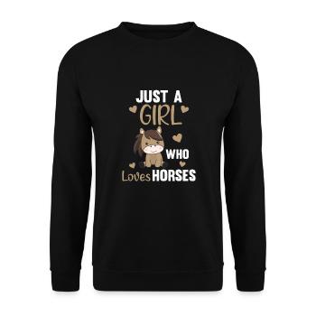 Just a Girl who loves horses süßes Pony - Unisex Pullover - Schwarz - Vorne - Alina (178cm) & Michal (187cm)