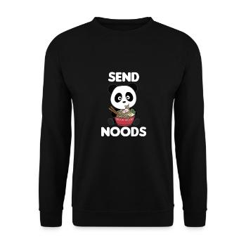 Panda send noods Ramen Süße Kawaii Nudel - Unisex Pullover - Schwarz - Vorne - Alina (178cm) & Michal (187cm)