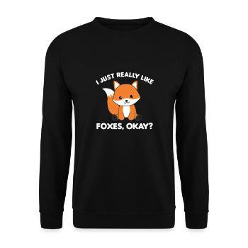 I Just really like foxes funny fox - Unisex Sweatshirt - black - Front - Alina (178cm) & Michal (187cm)