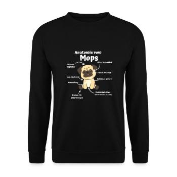 Anatomie eines Mops süße Hunde lustiger Welpe - Unisex Pullover - Schwarz - Vorne - Alina (178cm) & Michal (187cm)