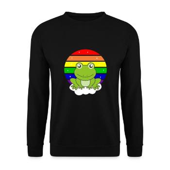 Frosch Regenbogen Glitzer kawaii Frösche - Unisex Pullover - Schwarz - Vorne - Alina (178cm) & Michal (187cm)