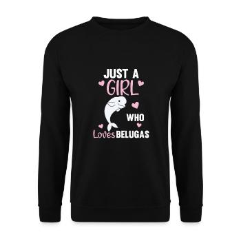 Juste une fille qui aime Les bélugas doux baleine - Sweat-shirt Unisexe - noir - Devant - Alina (178cm) & Michal (187cm)