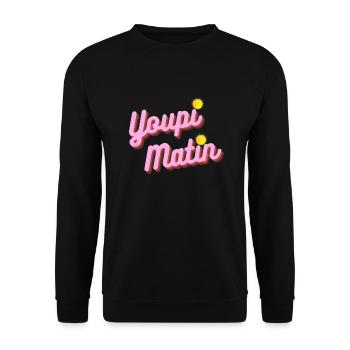 youpi matin - Sweat-shirt Unisexe - noir - Devant - Alina (178cm) & Michal (187cm)