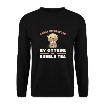 Bubble Tea Faultier mit Schokolade süße Tiere - Unisex Pullover - Schwarz - Vorne - Alina (178cm) & Michal (187cm)