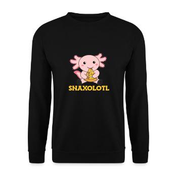 Snaxolotl Axolotl Liebhaber süße Tiere Pizza - Unisex Pullover - Schwarz - Vorne - Alina (178cm) & Michal (187cm)
