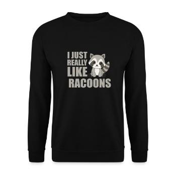 I just really like racoons mignon raton laveur - Sweat-shirt Unisexe - noir - Devant - Alina (178cm) & Michal (187cm)