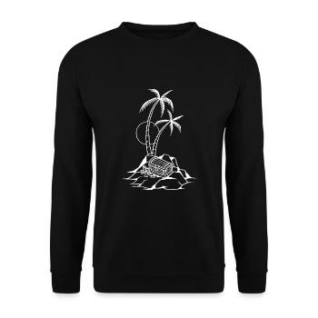 Insel mit Schatz - Unisex Pullover - Schwarz - Vorne - Alina (178cm) & Michal (187cm)