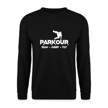Parkour Freerunner Motiv Trendsport Extremes Sport - Unisex Pullover - Schwarz - Vorne - Alina (178cm) & Michal (187cm)