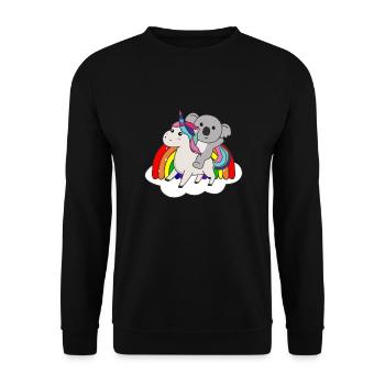 Koala Einhorn Regenbogen Tiere Koalas Einhörner - Unisex Pullover - Schwarz - Vorne - Alina (178cm) & Michal (187cm)