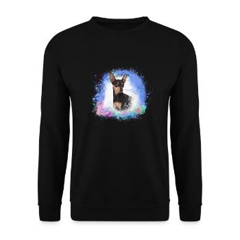 pinscher,nainpinscher, bleu,chien,peinture,aquarelle - Sweat-shirt Unisexe - noir - Devant - Alina (178cm) & Michal (187cm)