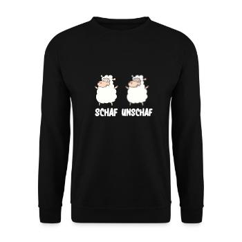 Schaf Unschaf Wortspiel für Fotografen Schafe - Unisex Pullover - Schwarz - Vorne - Alina (178cm) & Michal (187cm)
