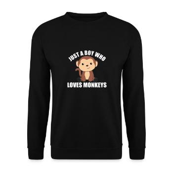 Only a boy who loves monkeys- sweet monkey - Unisex Sweatshirt - black - Front - Alina (178cm) & Michal (187cm)