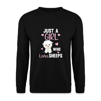 Nur ein Mädchen das Schafe liebt - süßes Schaf - Unisex Pullover - Schwarz - Vorne - Alina (178cm) & Michal (187cm)