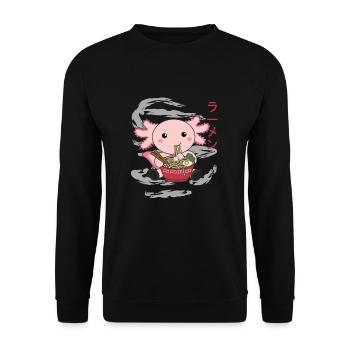 Axolotl manger ramen japonais nourriture kawaii animaux - Sweat-shirt Unisexe - noir - Devant - Alina (178cm) & Michal (187cm)