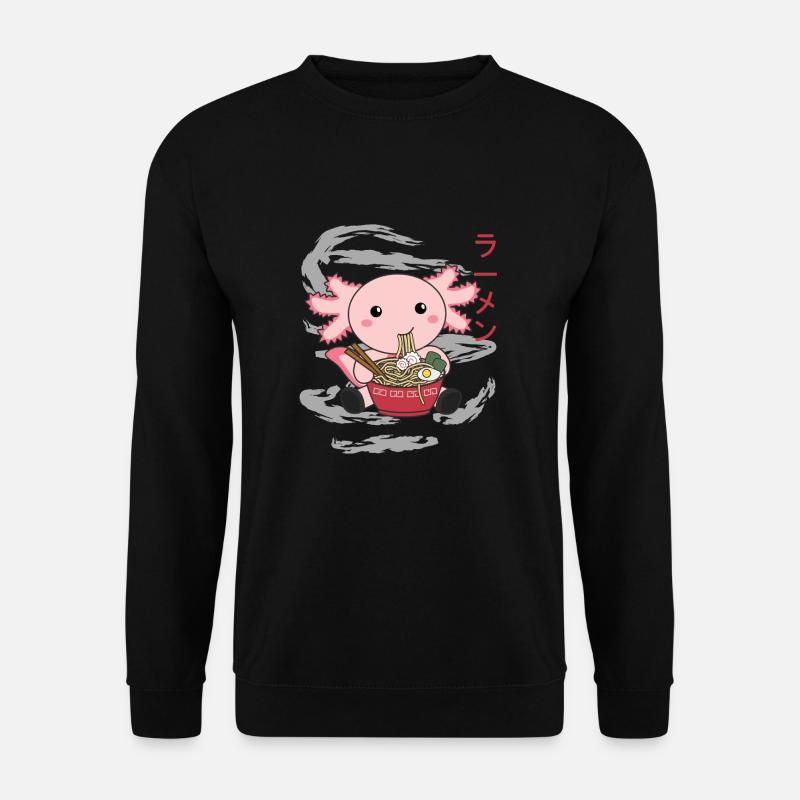 Axolotl essen Ramen japanisches Essen kawaii Tiere - Unisex Pullover - Schwarz