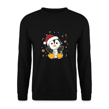 Manchots Noël neige hiver animaux pingouins - Sweat-shirt Unisexe - noir - Devant - Alina (178cm) & Michal (187cm)