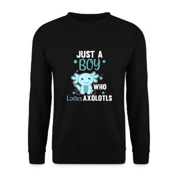 Axolotl Liebhaber süße Tiere für Jungen blau - Unisex Pullover - Schwarz - Vorne - Alina (178cm) & Michal (187cm)