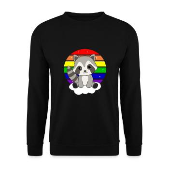 Regenbogen Waschbär süße Waschbären für Kinder - Unisex Pullover - Schwarz - Vorne - Alina (178cm) & Michal (187cm)