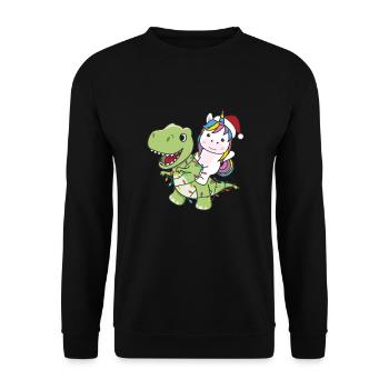 Dinosaures Licorne d’hiver T-Rex Dino - Sweat-shirt Unisexe - noir - Devant - Alina (178cm) & Michal (187cm)
