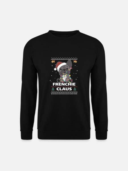 French Bulldog Weihnacht Wortspiel Frenchie Claus - Unisex Pullover - Schwarz