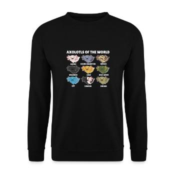 Axolotls aus der Welt süße Tiere Axolotl Arten - Unisex Pullover - Schwarz - Vorne - Alina (178cm) & Michal (187cm)
