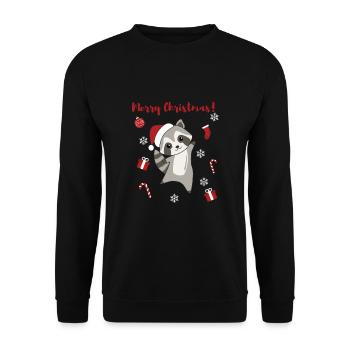 Raccoon Christmas Snow Winter Raccoons - Unisex Sweatshirt - black - Front - Alina (178cm) & Michal (187cm)