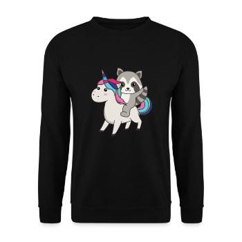 Waschbär Einhorn Tiere Einhörner Waschbären - Unisex Pullover - Schwarz - Vorne - Alina (178cm) & Michal (187cm)