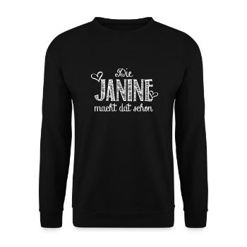 janine - Unisex Pullover - Schwarz - Vorne - Alina (178cm) & Michal (187cm)