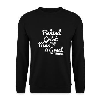 Derrière le grand homme, il y a une grande femme - Sweat-shirt Unisexe - noir - Devant - Alina (178cm) & Michal (187cm)