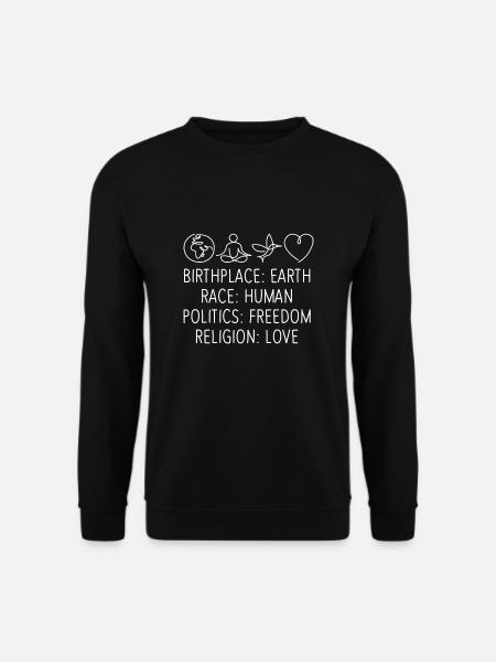 Geburtsort Erde Rasse Mensch Freiheit - Unisex Pullover - Schwarz