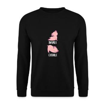Pig Yoga cochons doux sport inhale expirer - Sweat-shirt Unisexe - noir - Devant - Alina (178cm) & Michal (187cm)